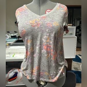 Grey Floral Top by Mudd Road Trip Tee